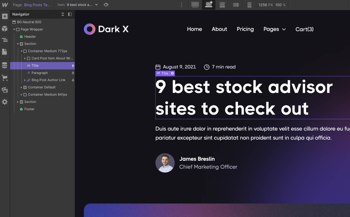 CMS Page - Dark X Webflow Template