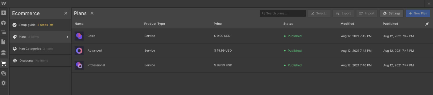 eCommerce Collection - Dark X Webflow Template